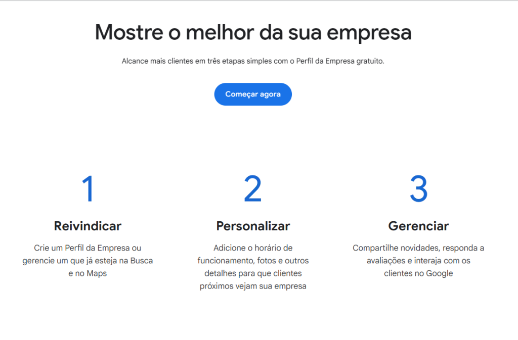 Print da página do Google Meu Negócio.