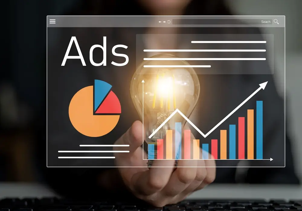 Imagem de um gráfico e nele está escrito Ads.